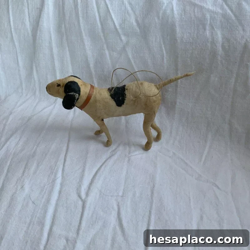 Vintage Spun Cotton Hunting Dog Christmas Ornament