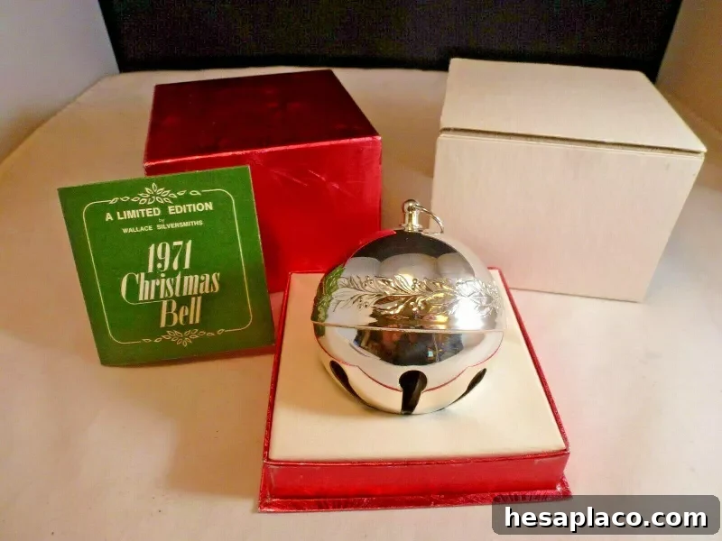 1971 First Ed Wallace Silver-Plated Sleigh Bell Christmas Ornament