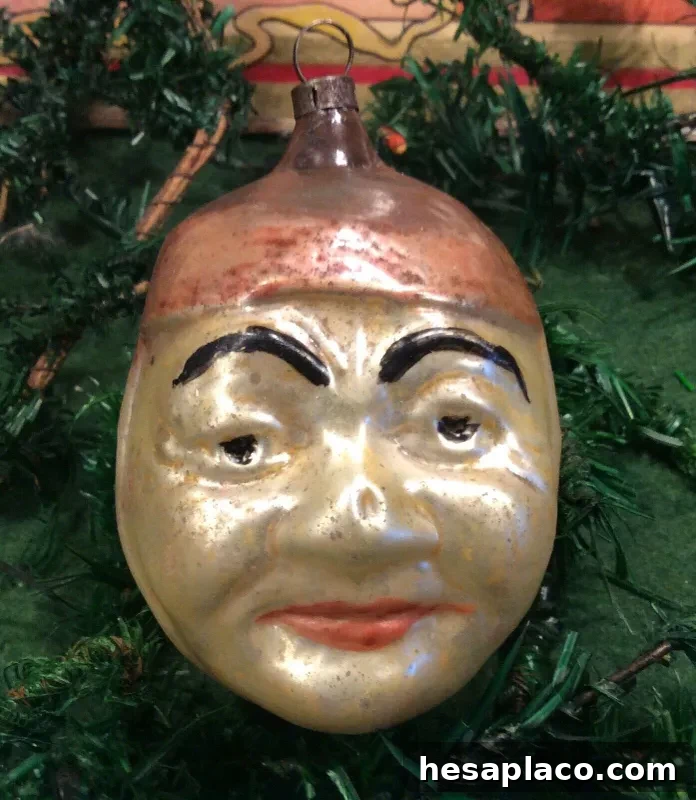 Antique German Blown Glass Two-Sided Christmas Ornament