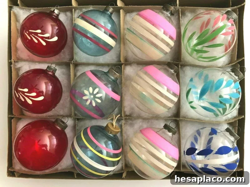 12 Antique Corning Christmas Ornaments