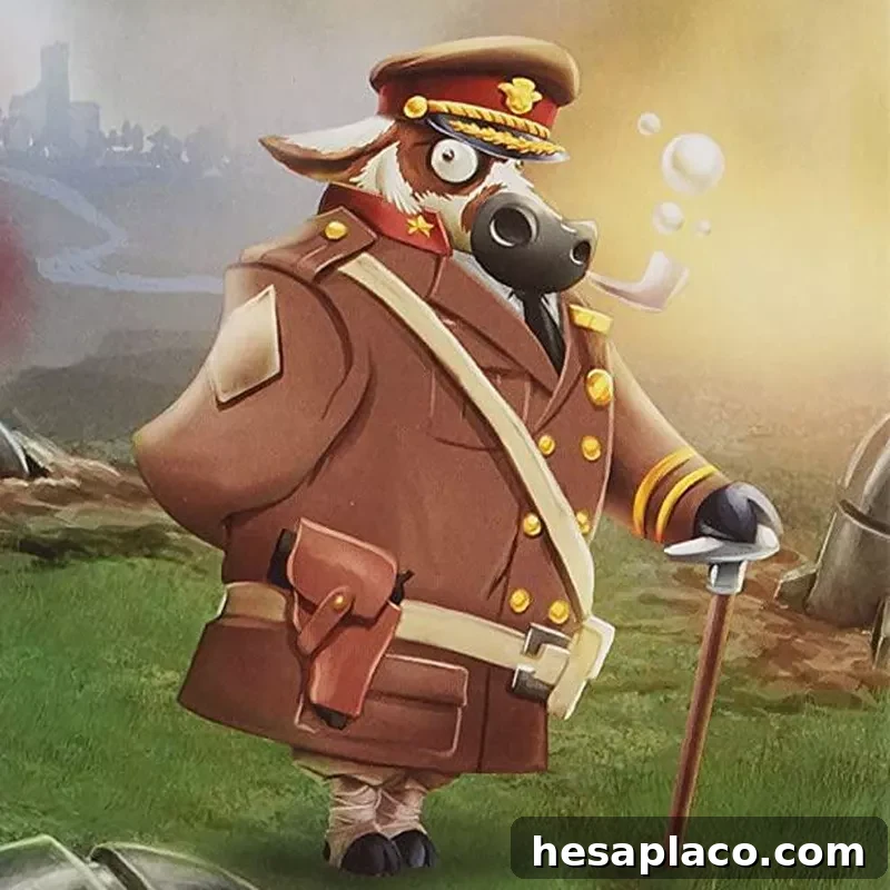 A cow general in Unexploded Cow board game
