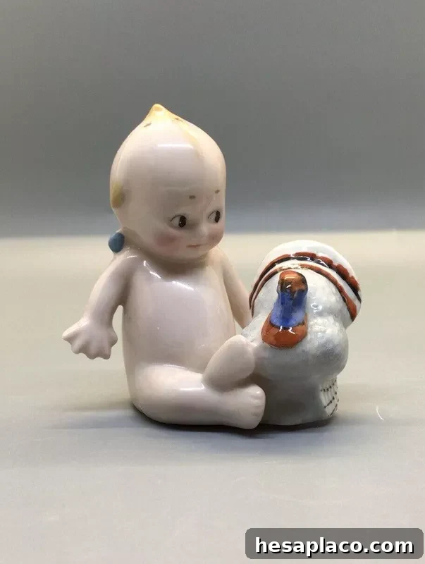 Vintage Rose O’Neill Kewpie and Turkey Single Salt Pepper Shaker