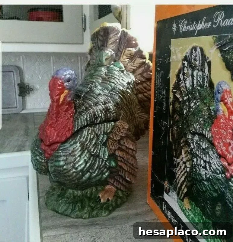 Thanksgiving Christopher Radko Harvest Turkey Centerpiece Cookie Jar