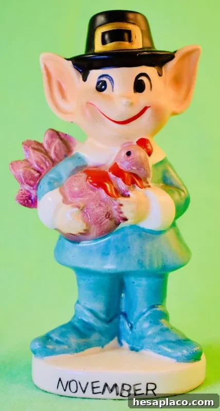 Vintage November Turkey Elf Fall Figurine