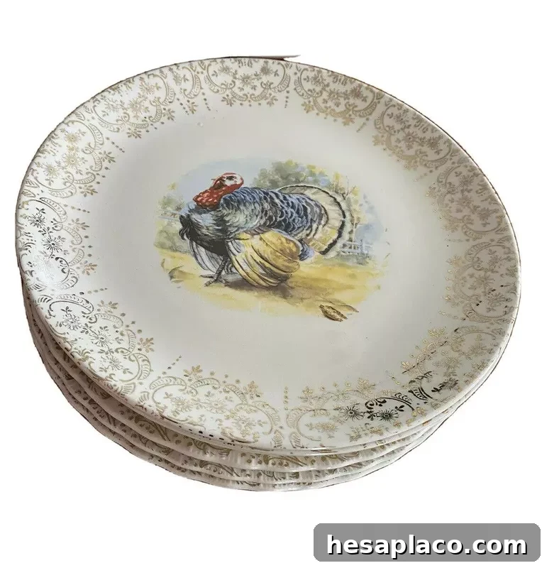 Six Vintage Sabin Warranted 22k Rim Thanksgiving Dinner Plates