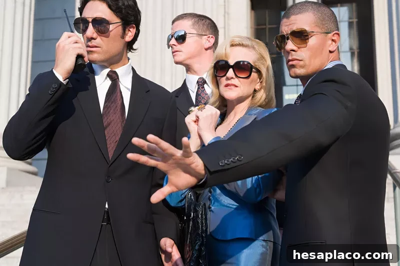 Bodyguards protecting a famous person
