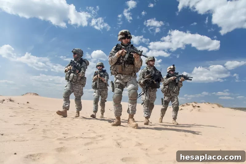Military men in action