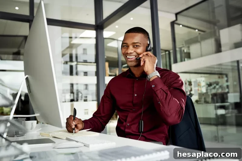 Young personal assistant talking