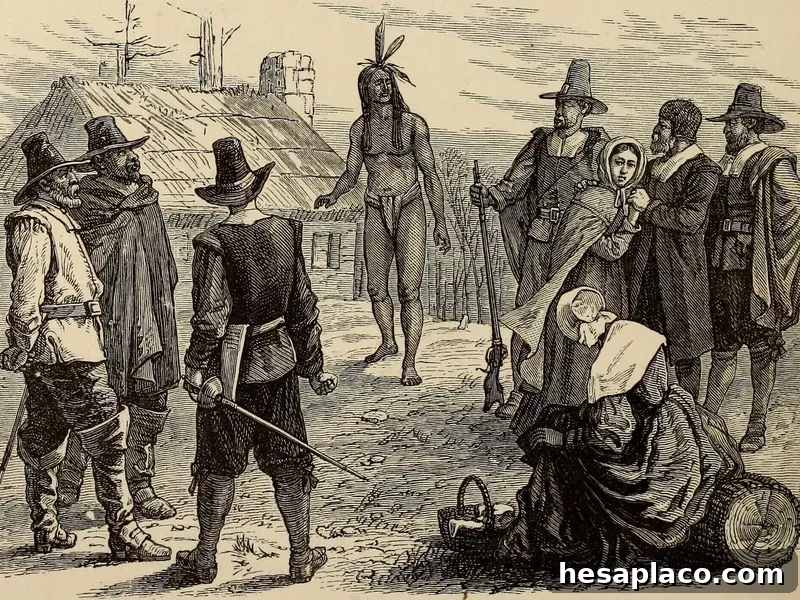 Native Americans and Pilgrims meet